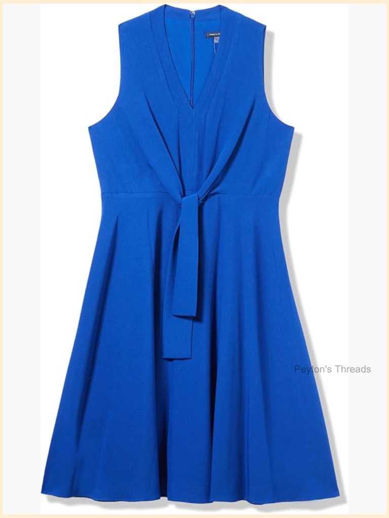 Sleeveless V-Neck Front Tie A-Line Midi Dress - Fit & Flare